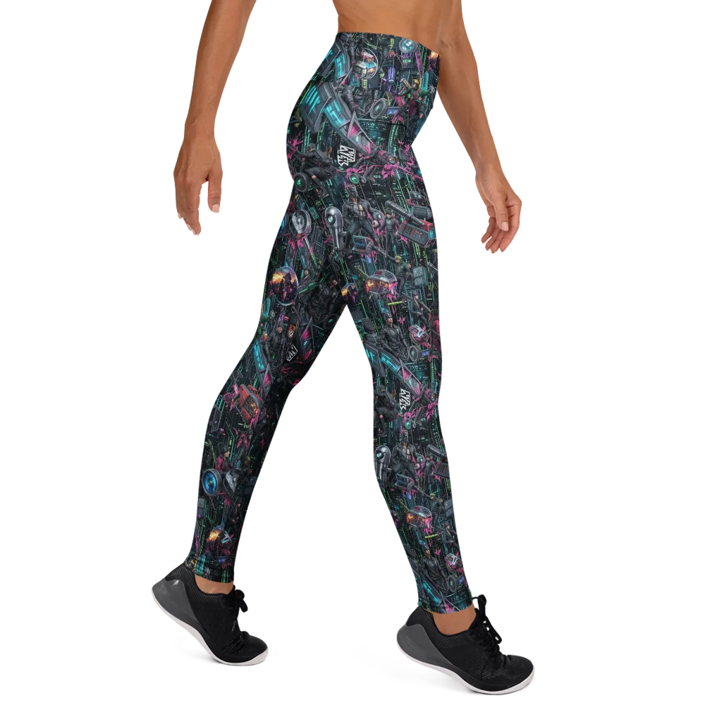 Neon Ruin Circuit on Yoga Leggings — Right