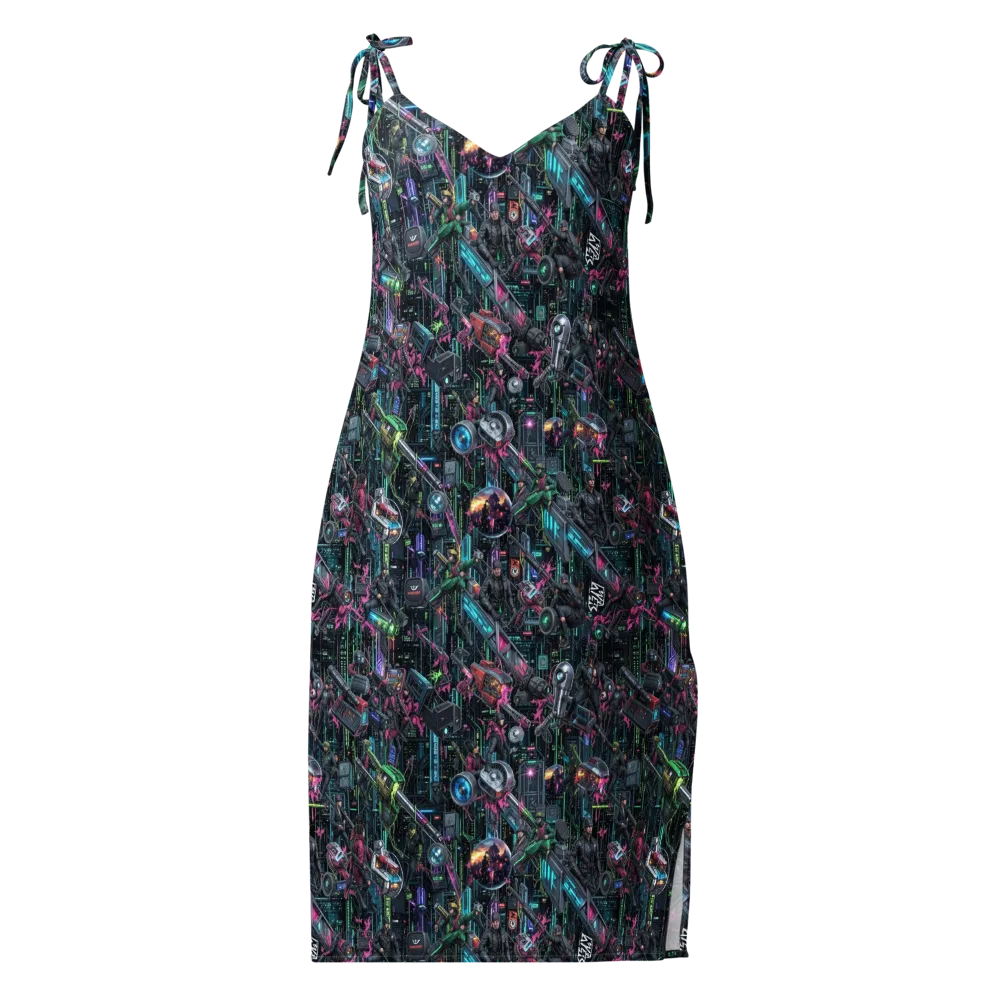 Neon Ruin Circuit on Slip Dress — Front