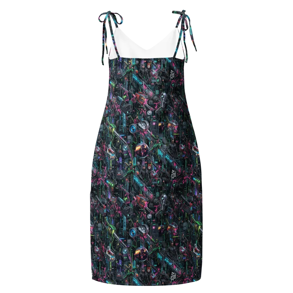 Neon Ruin Circuit on Slip Dress — Back