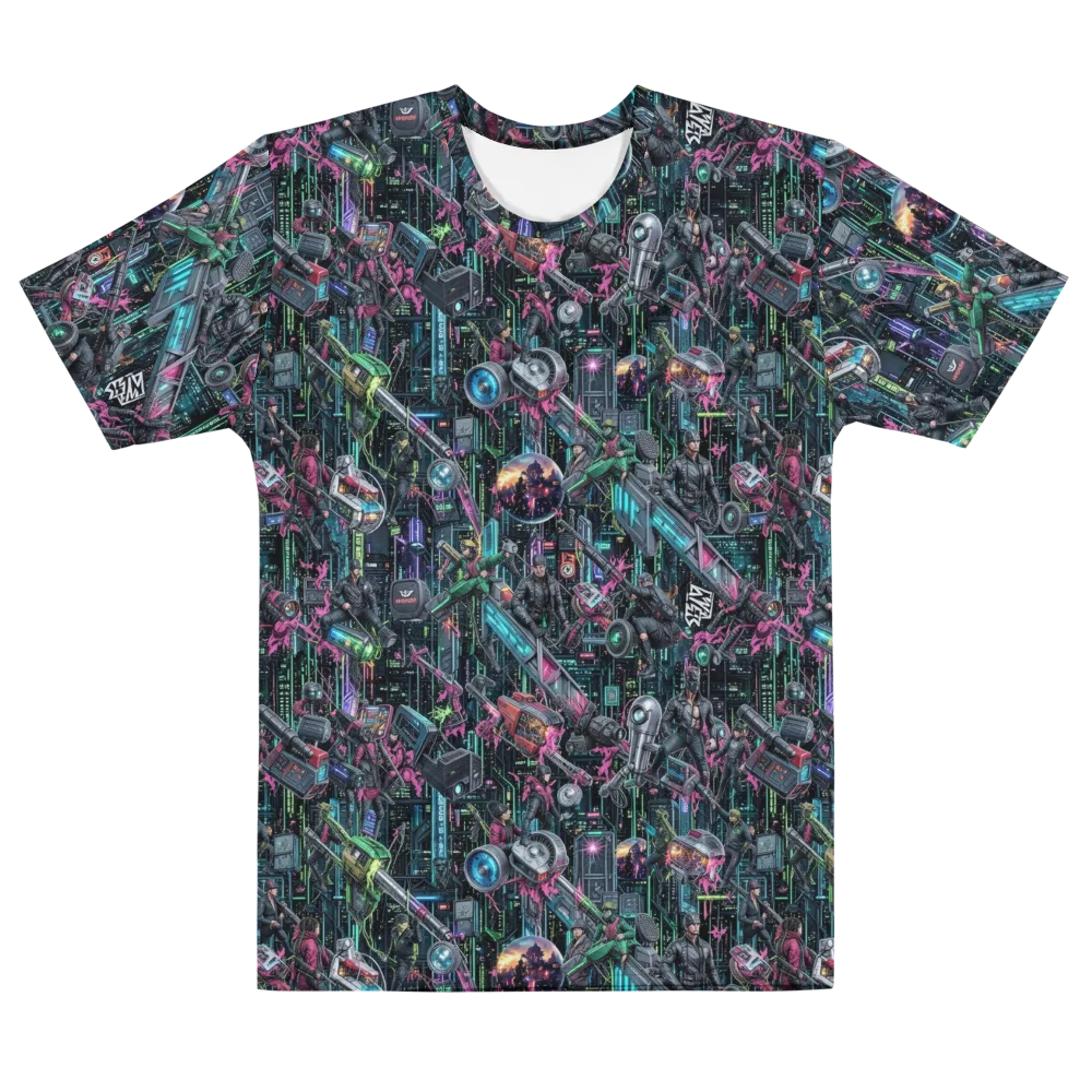 Neon Ruin Circuit on Men's Cotton Crew Neck T-Shirt — Front
