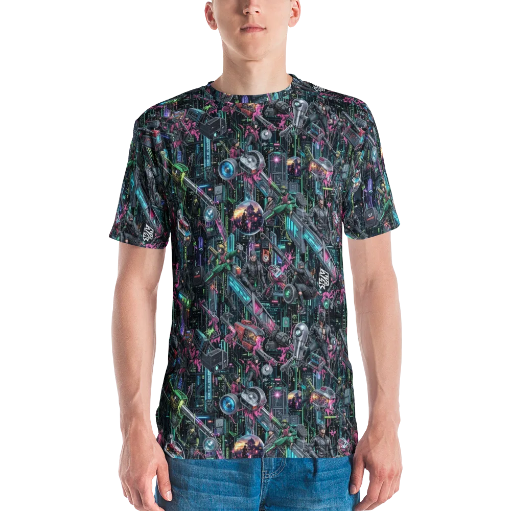 Neon Ruin Circuit on Men's Crew Neck T-Shirt — Front