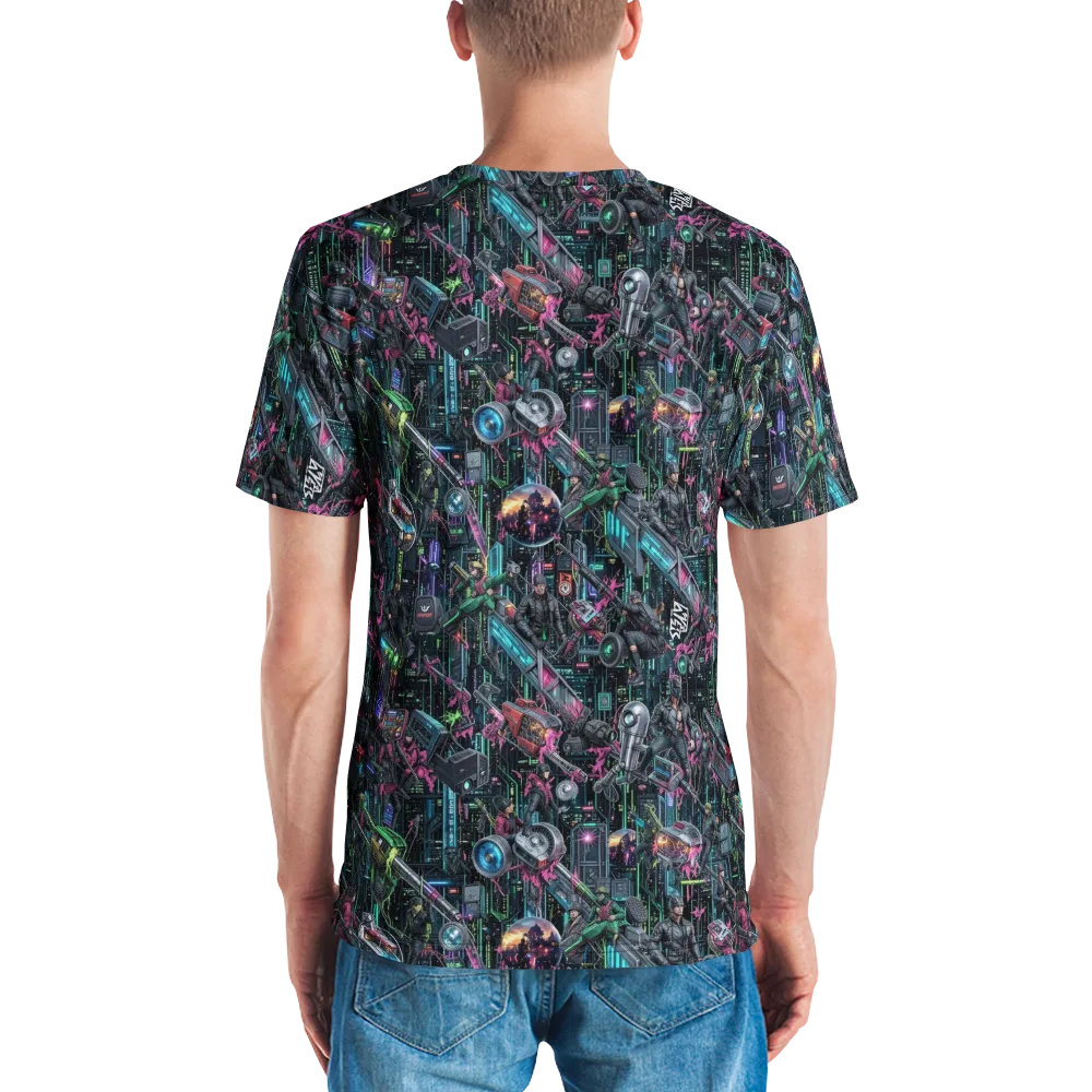 Neon Ruin Circuit on Men's Crew Neck T-Shirt — Back