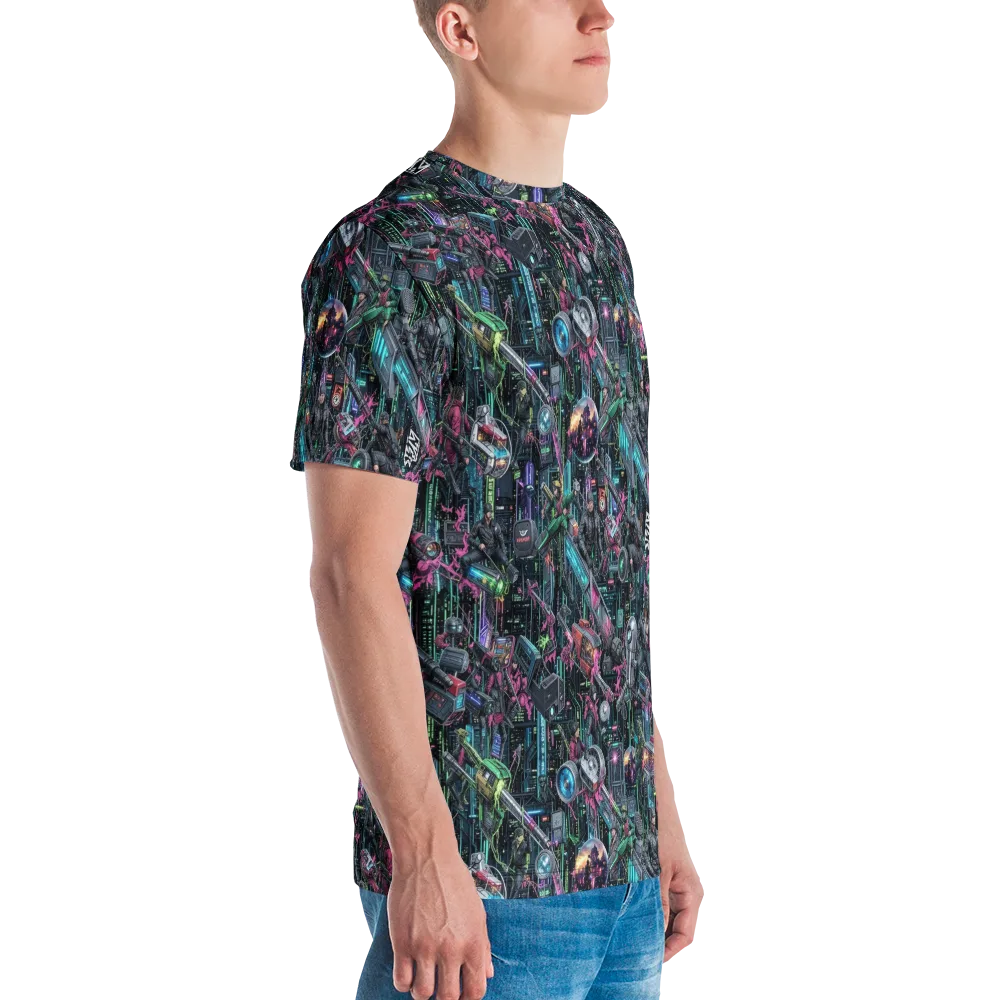 Neon Ruin Circuit on Men's Crew Neck T-Shirt — Right