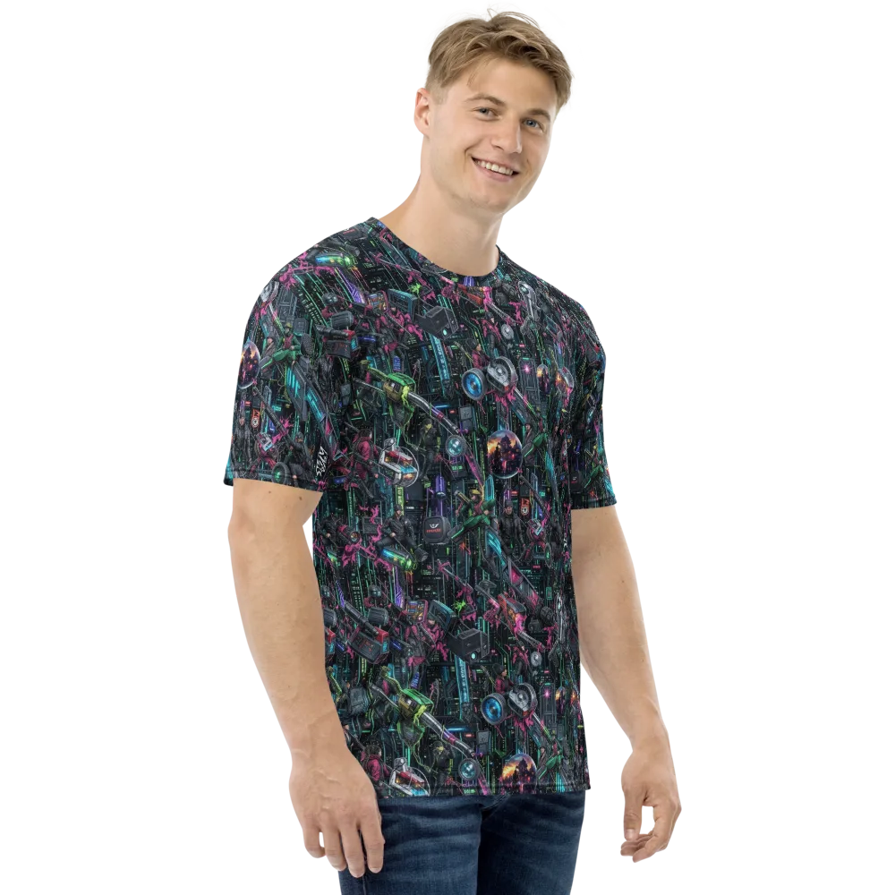 Neon Ruin Circuit on Men's Crew Neck T-Shirt — Right