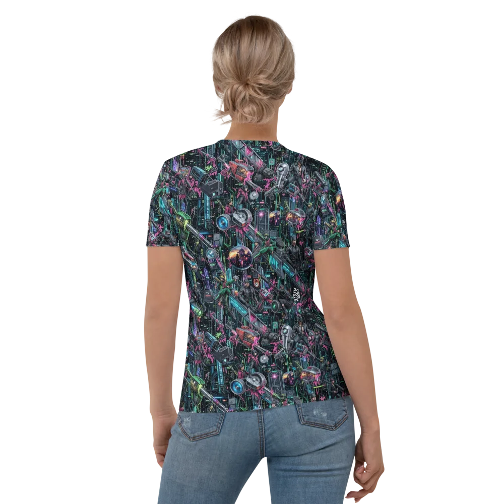 Neon Ruin Circuit on Women's Crew Neck T-Shirt — Back