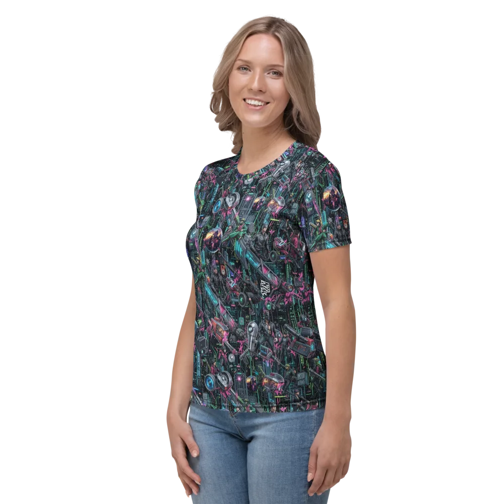 Neon Ruin Circuit on Women's Crew Neck T-Shirt — Left