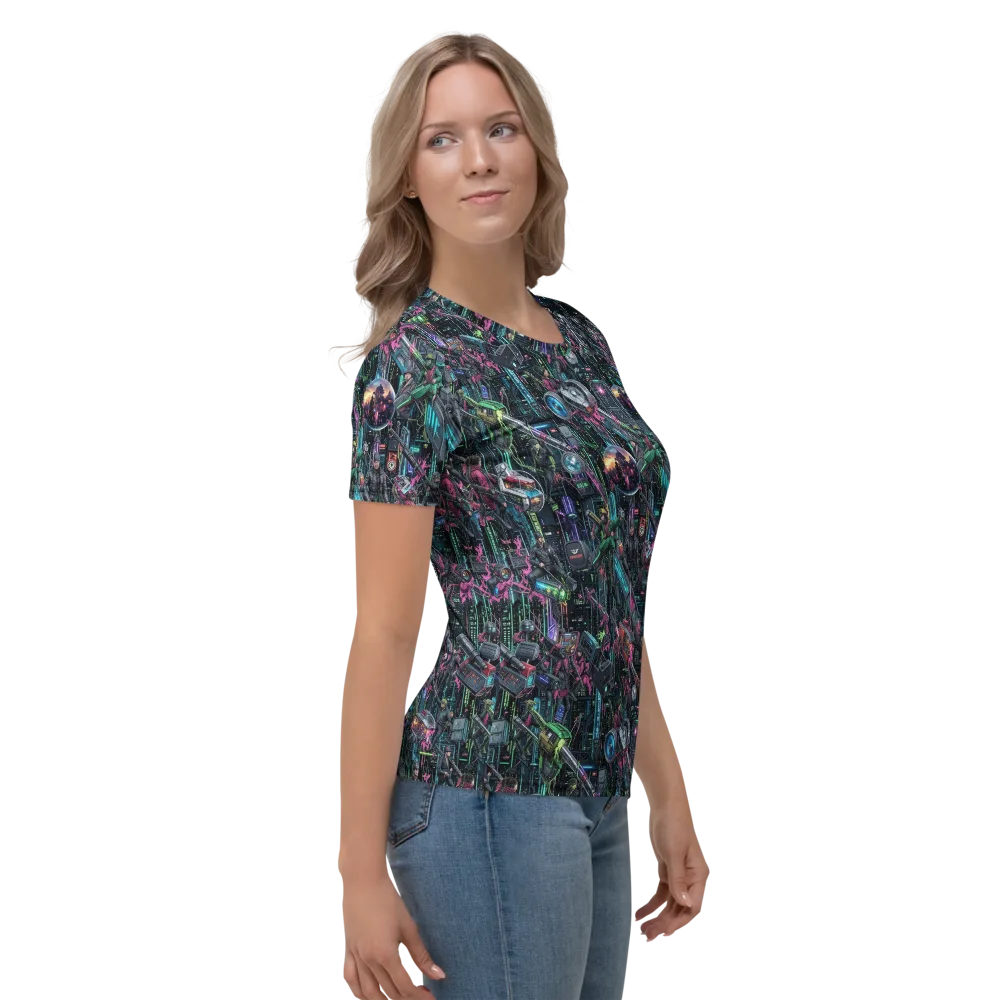 Neon Ruin Circuit on Women's Crew Neck T-Shirt — Right