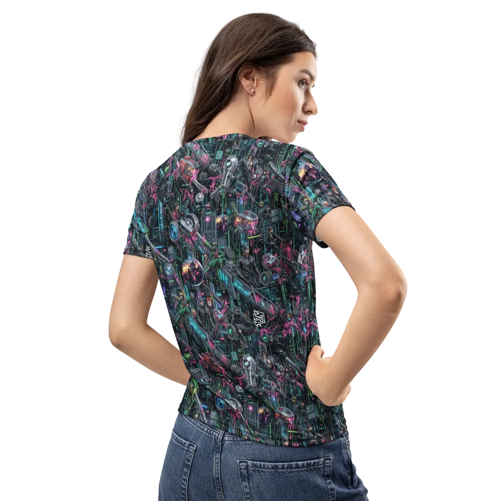 Neon Ruin Circuit on Women's Crew Neck T-Shirt — Back