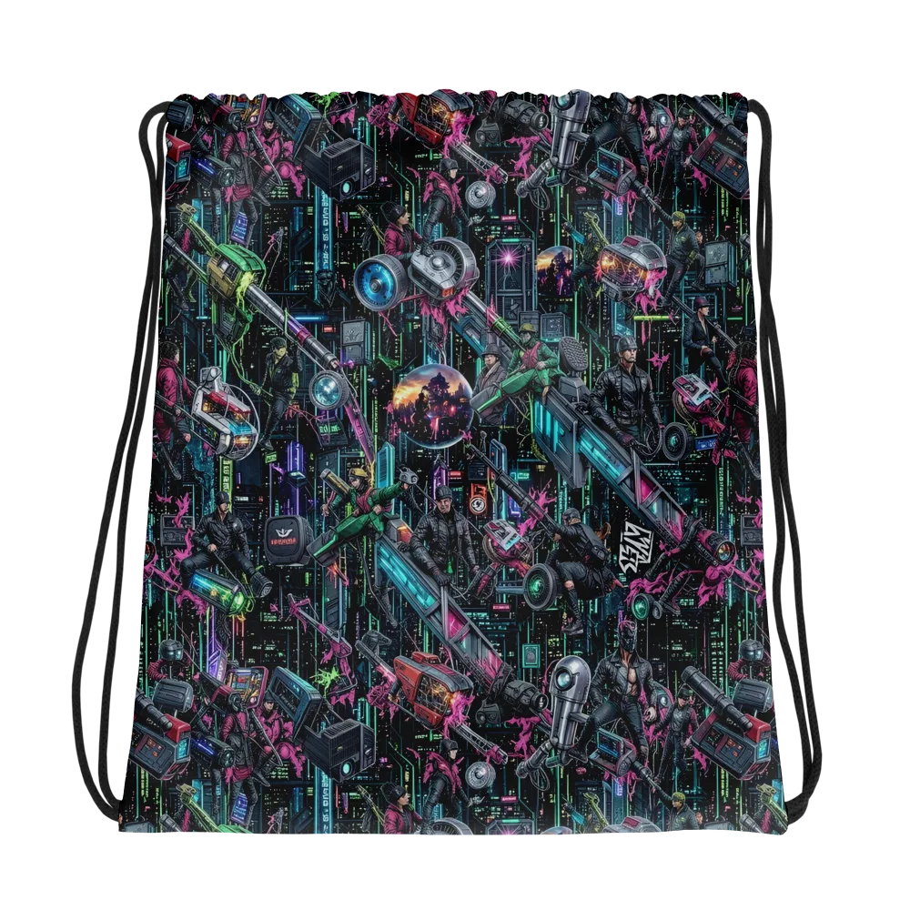 Neon Ruin Circuit on Drawstring Bag — Photo