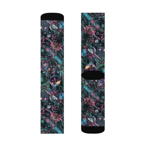 Neon Ruin Circuit on a Socks
