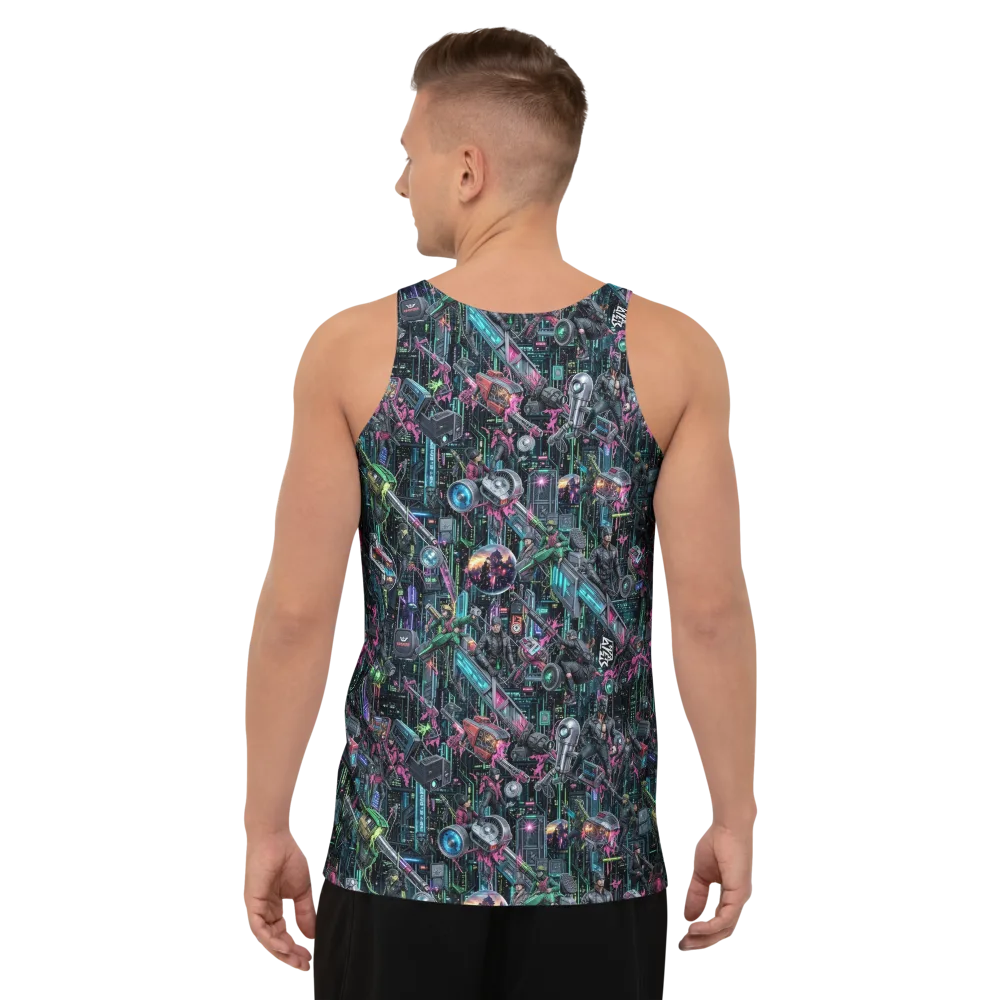 Neon Ruin Circuit on Men's Tank Top — Back