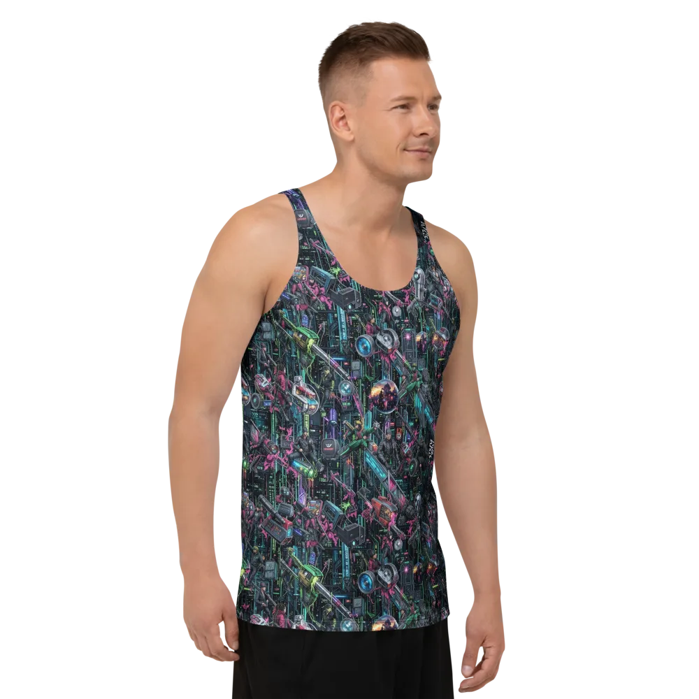 Neon Ruin Circuit on Men's Tank Top — Right Front