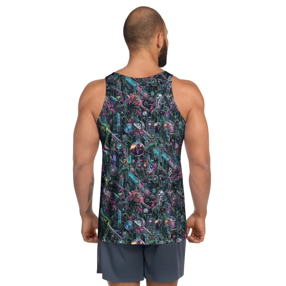 Neon Ruin Circuit on Men's Tank Top — Back