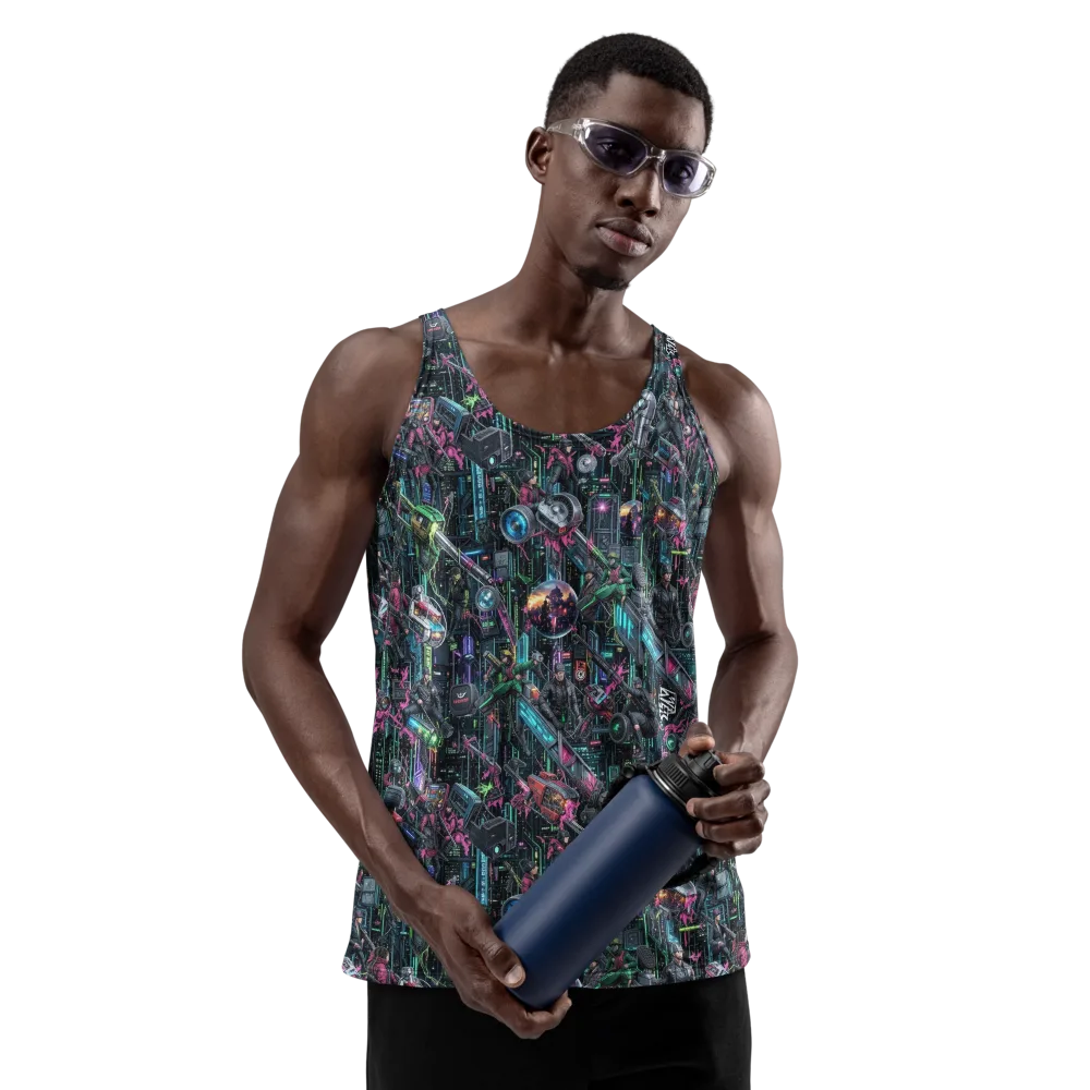 Neon Ruin Circuit on Men's Tank Top — Front