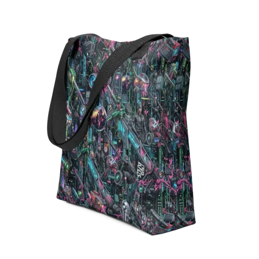 Neon Ruin Circuit on a Tote Bag