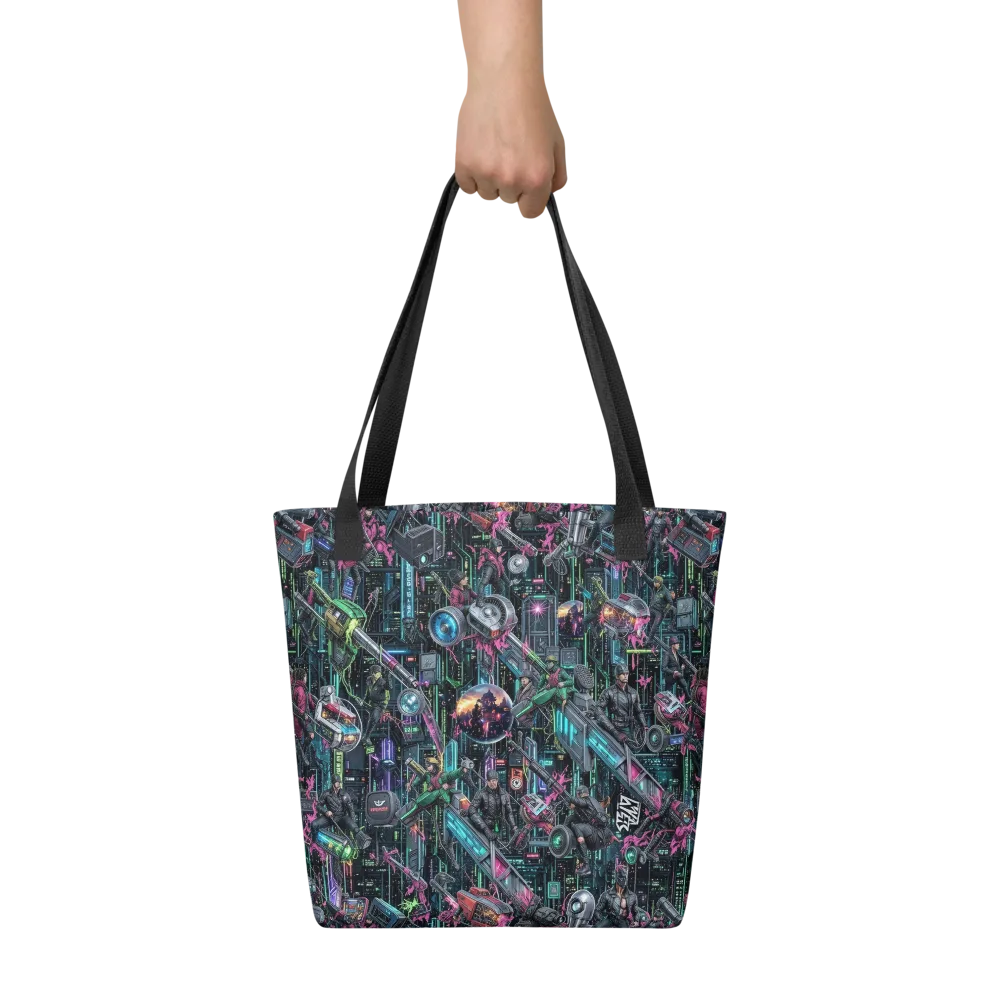 Neon Ruin Circuit on Tote Bag — Front