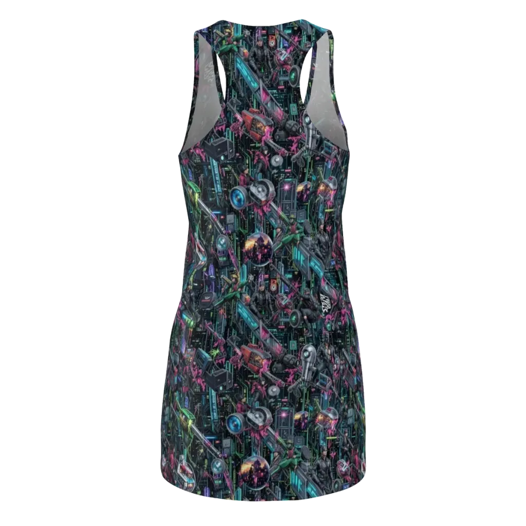 Neon Ruin Circuit on Racerback Dress — Back