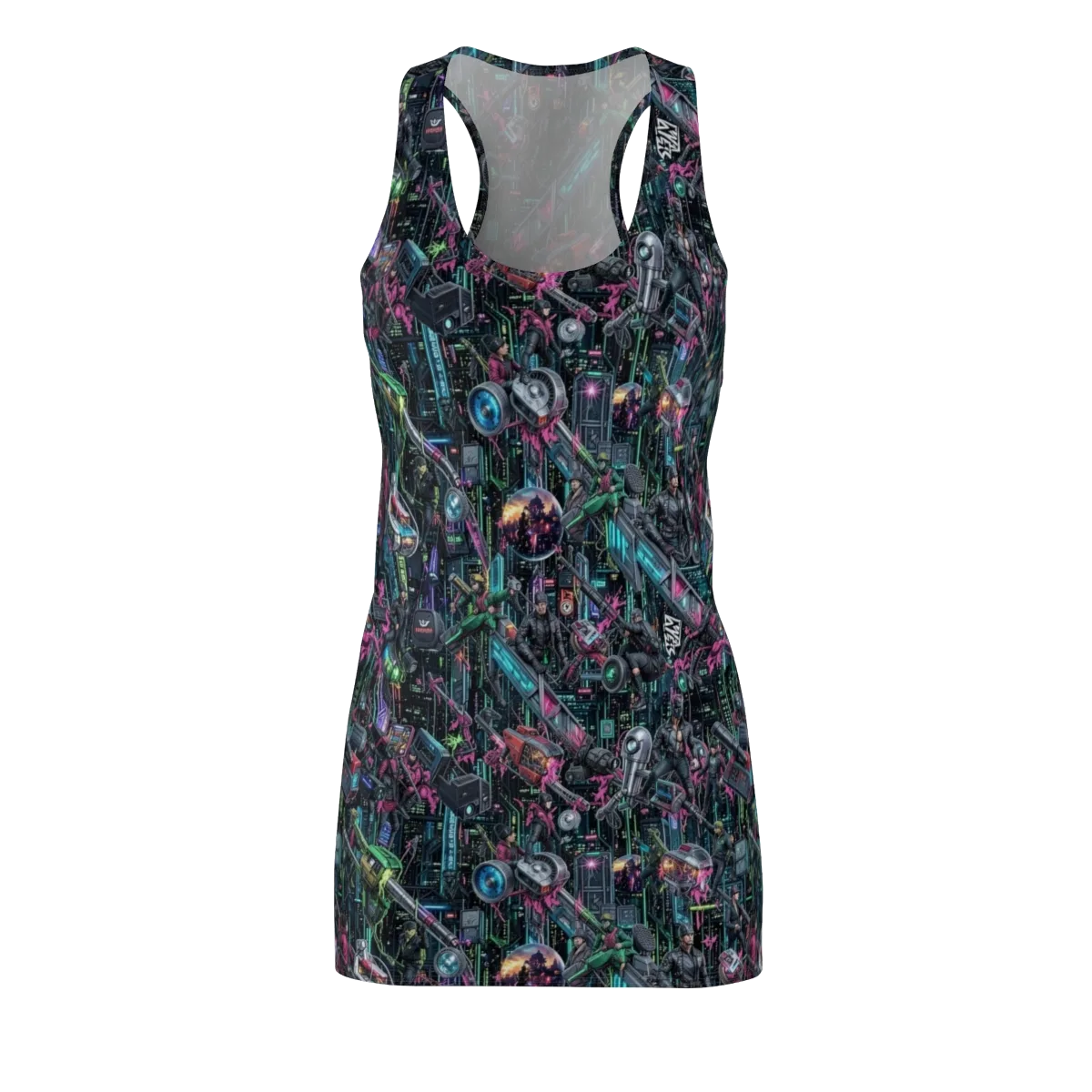 Neon Ruin Circuit on Racerback Dress — Front