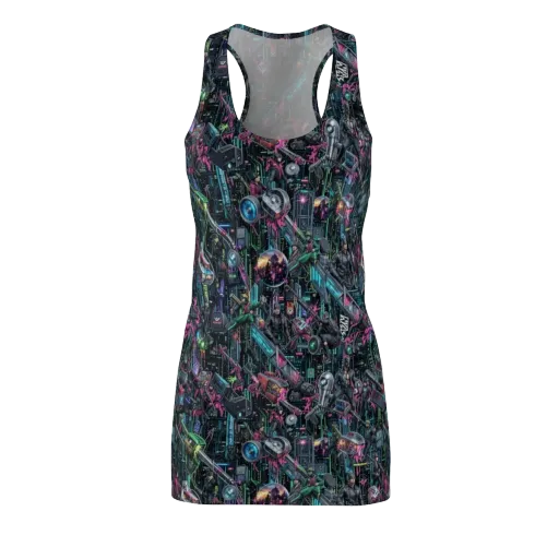 Neon Ruin Circuit on a Racerback Dress