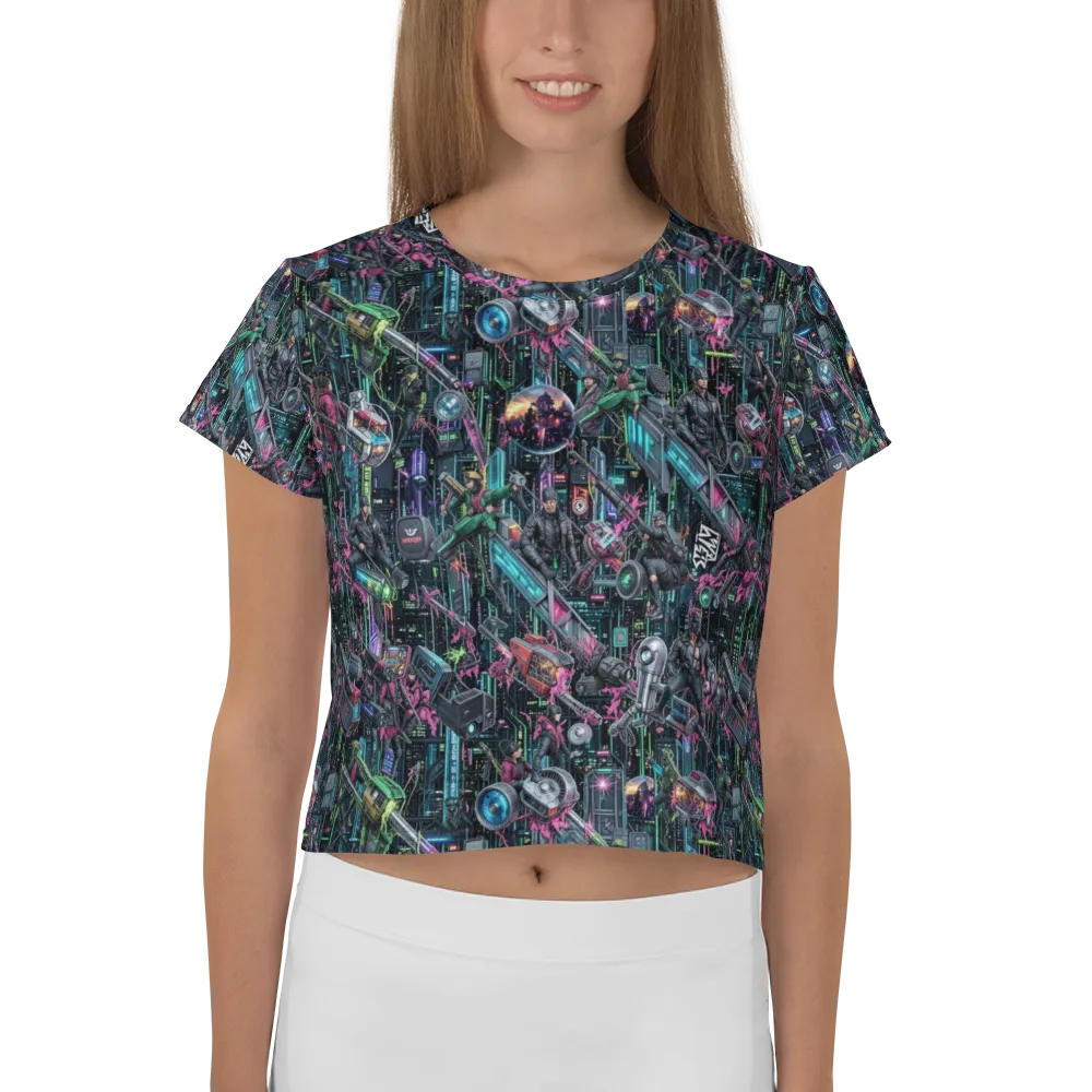 Neon Ruin Circuit on Crop Tee — Front