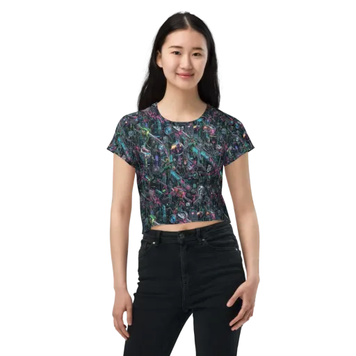 Neon Ruin Circuit on a Crop Tee