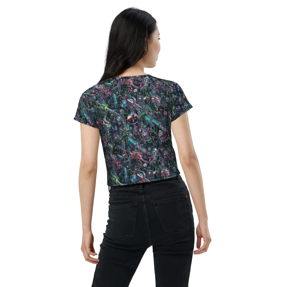 Neon Ruin Circuit on Crop Tee — Back