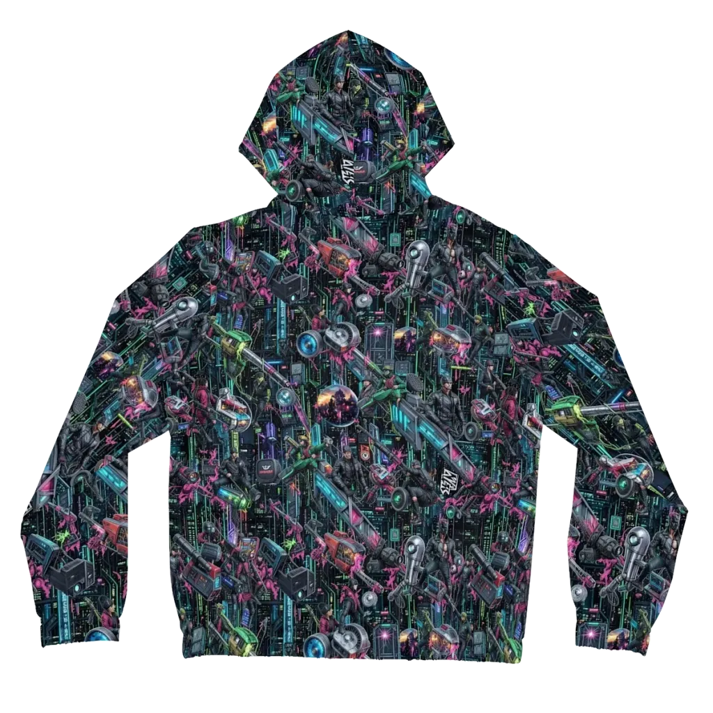 Neon Ruin Circuit on Women's Full-Zip Hoodie — Back
