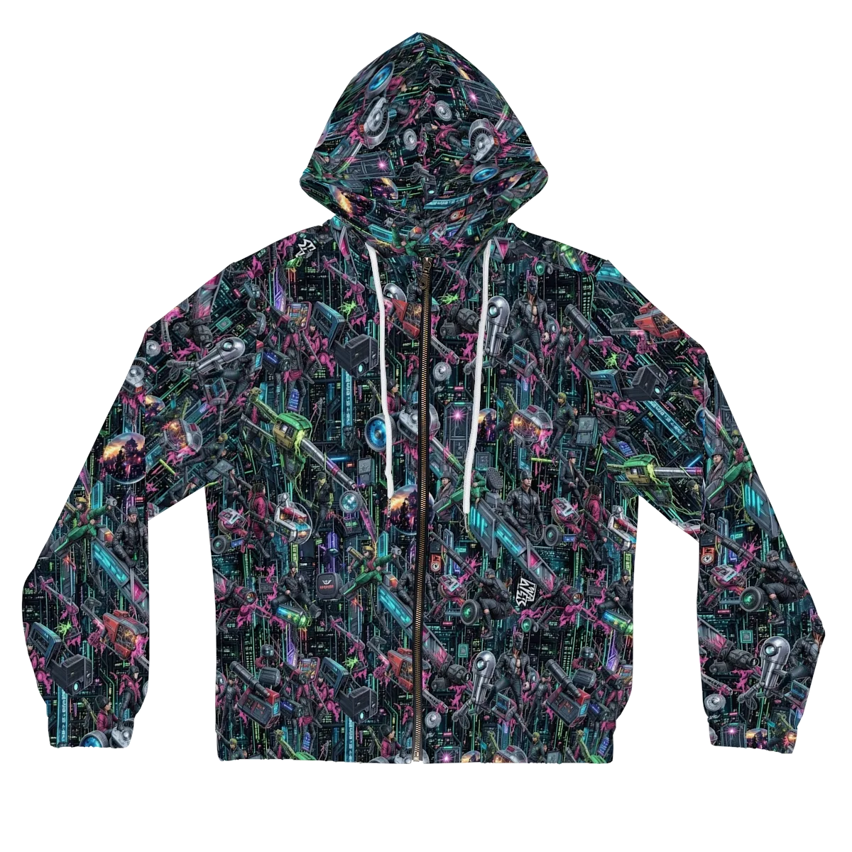 Neon Ruin Circuit on Women's Full-Zip Hoodie — Front