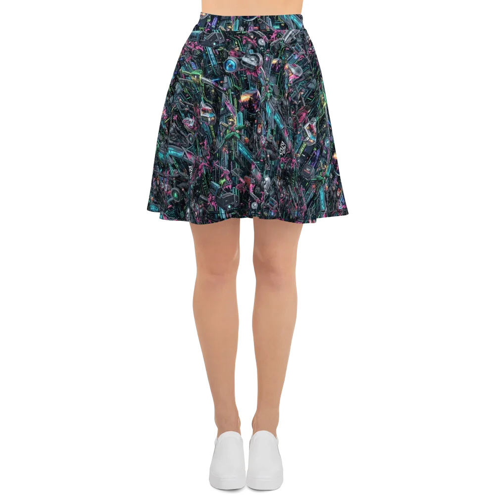 Neon Ruin Circuit on Skater Skirt — Front