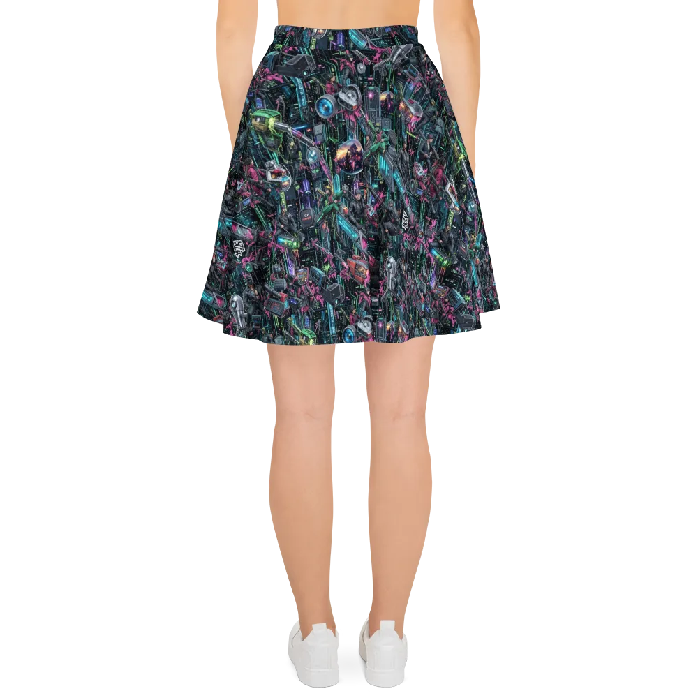 Neon Ruin Circuit on Skater Skirt — Back