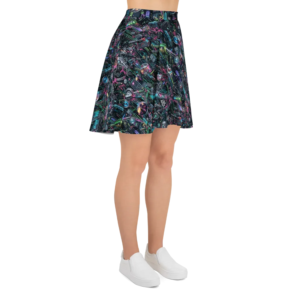 Neon Ruin Circuit on Skater Skirt — Right