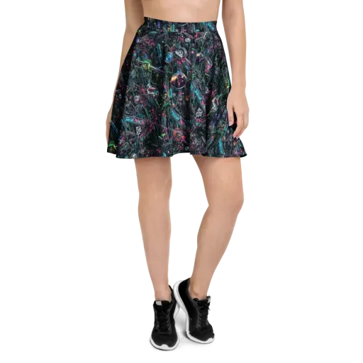 Neon Ruin Circuit on a Skater Skirt