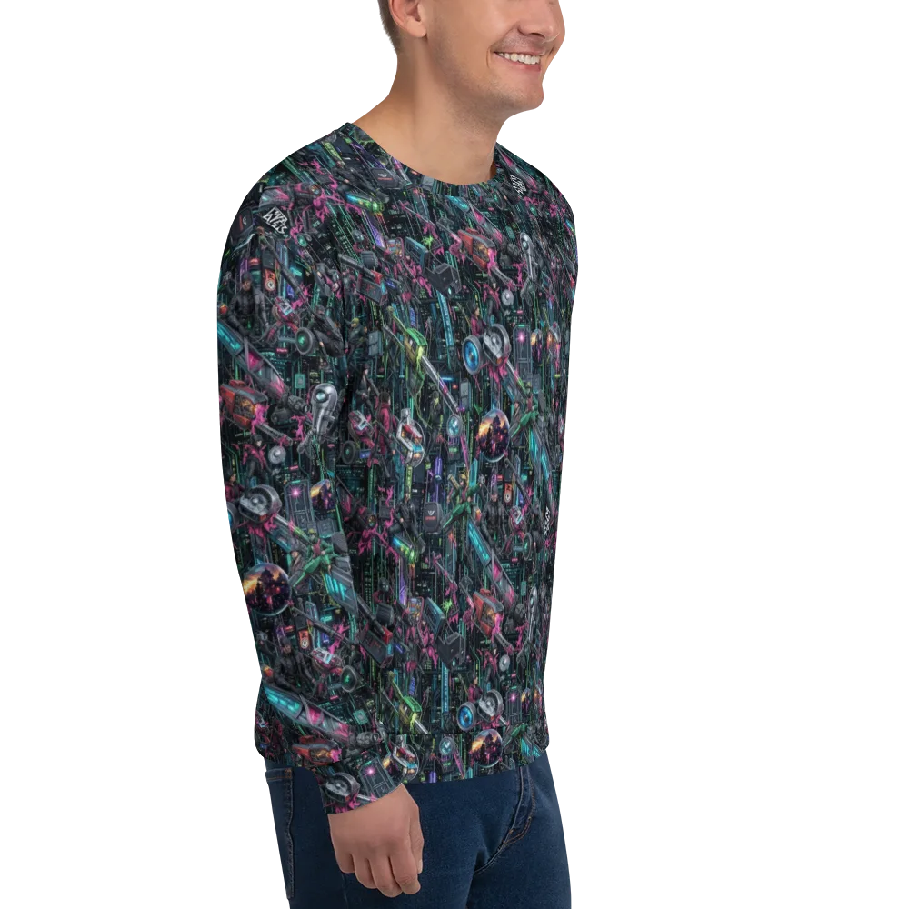 Neon Ruin Circuit on Sweatshirt — Right Front