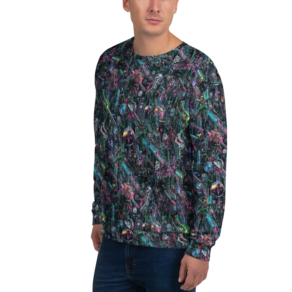 Neon Ruin Circuit on Sweatshirt — Left Front