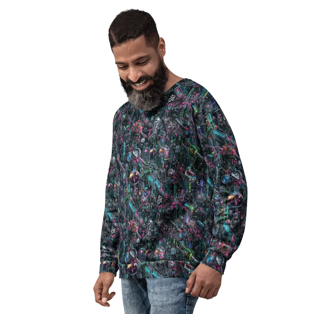 Neon Ruin Circuit on Sweatshirt — Left Front