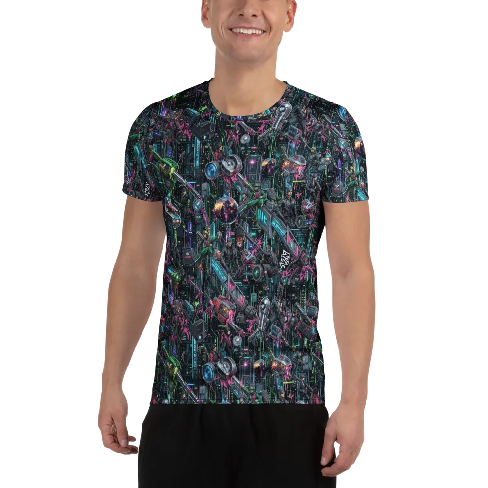 Neon Ruin Circuit on Men's Athletic T-Shirt — Front