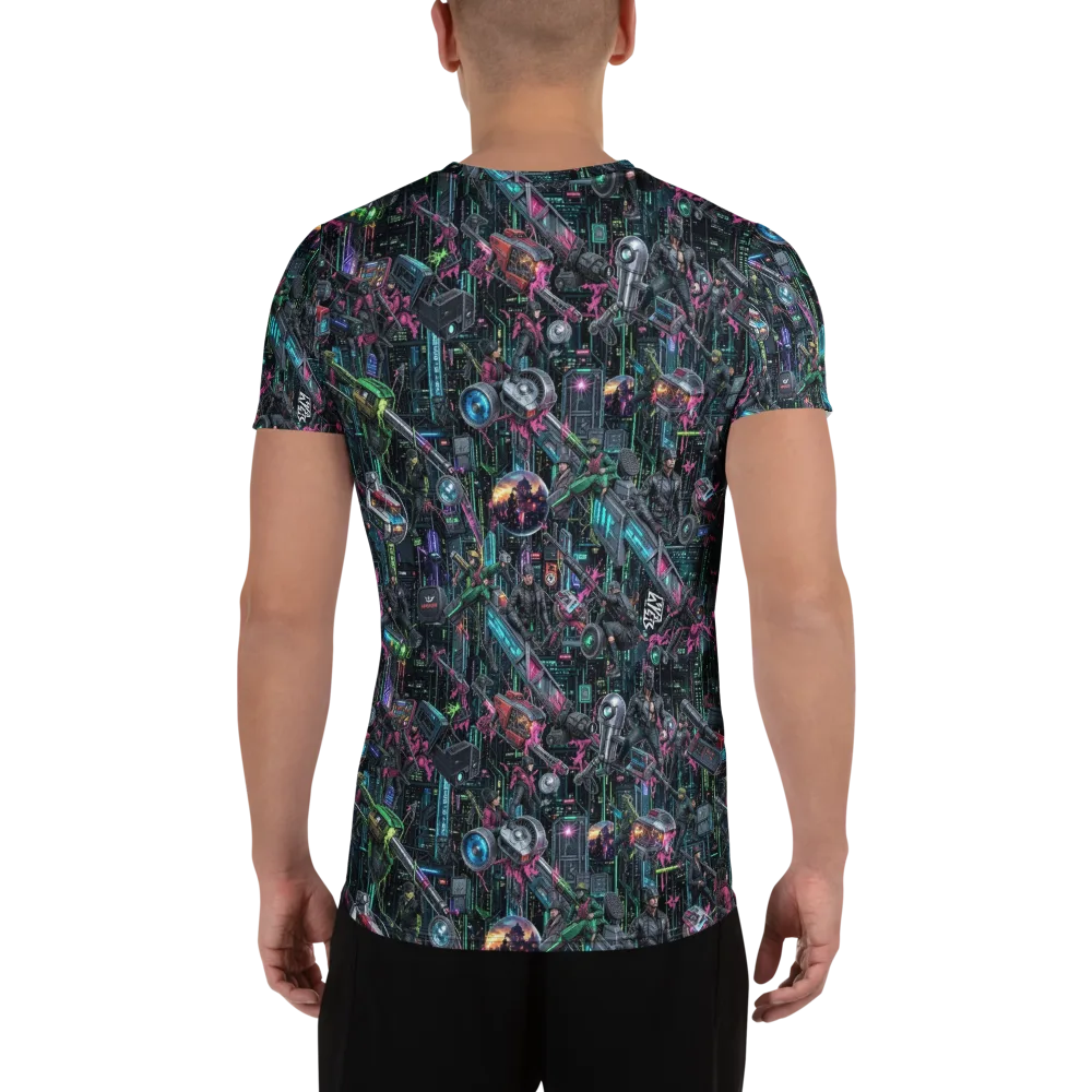 Neon Ruin Circuit on Men's Athletic T-Shirt — Back