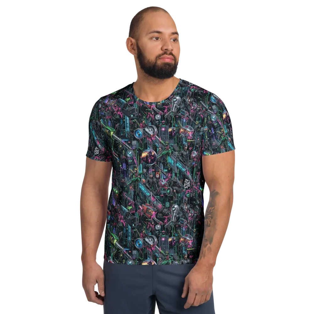 Neon Ruin Circuit on Men's Athletic T-Shirt — Front