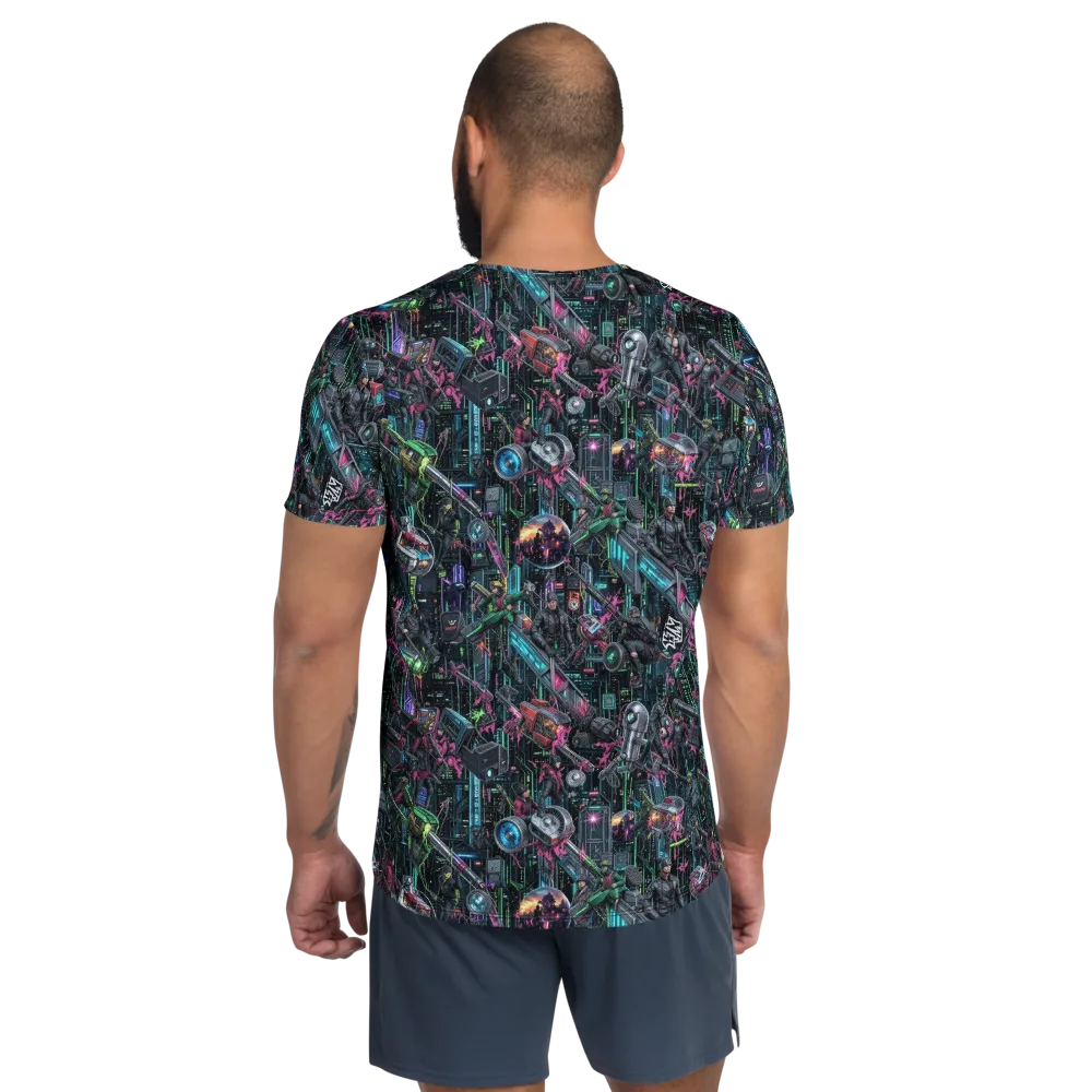 Neon Ruin Circuit on Men's Athletic T-Shirt — Back