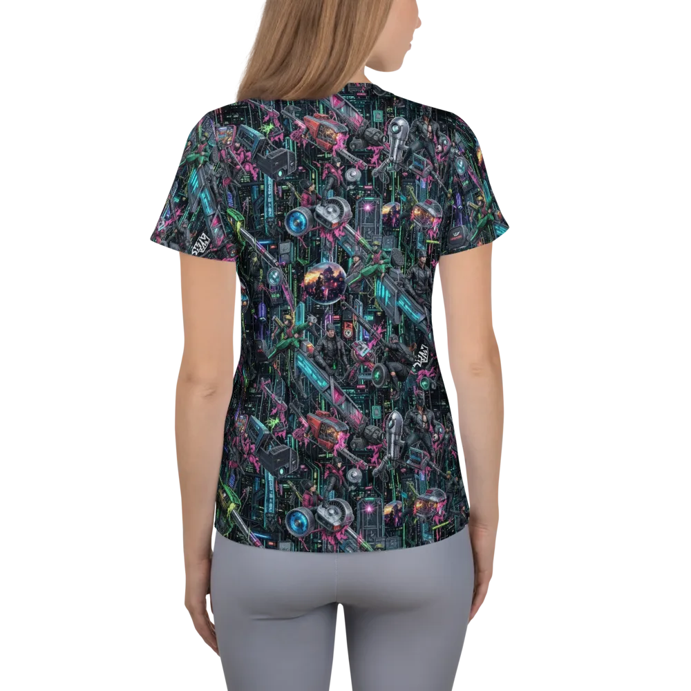 Neon Ruin Circuit on Women's Athletic T-Shirt — Back