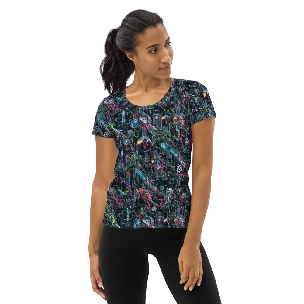 Neon Ruin Circuit on Women's Athletic T-Shirt — Front