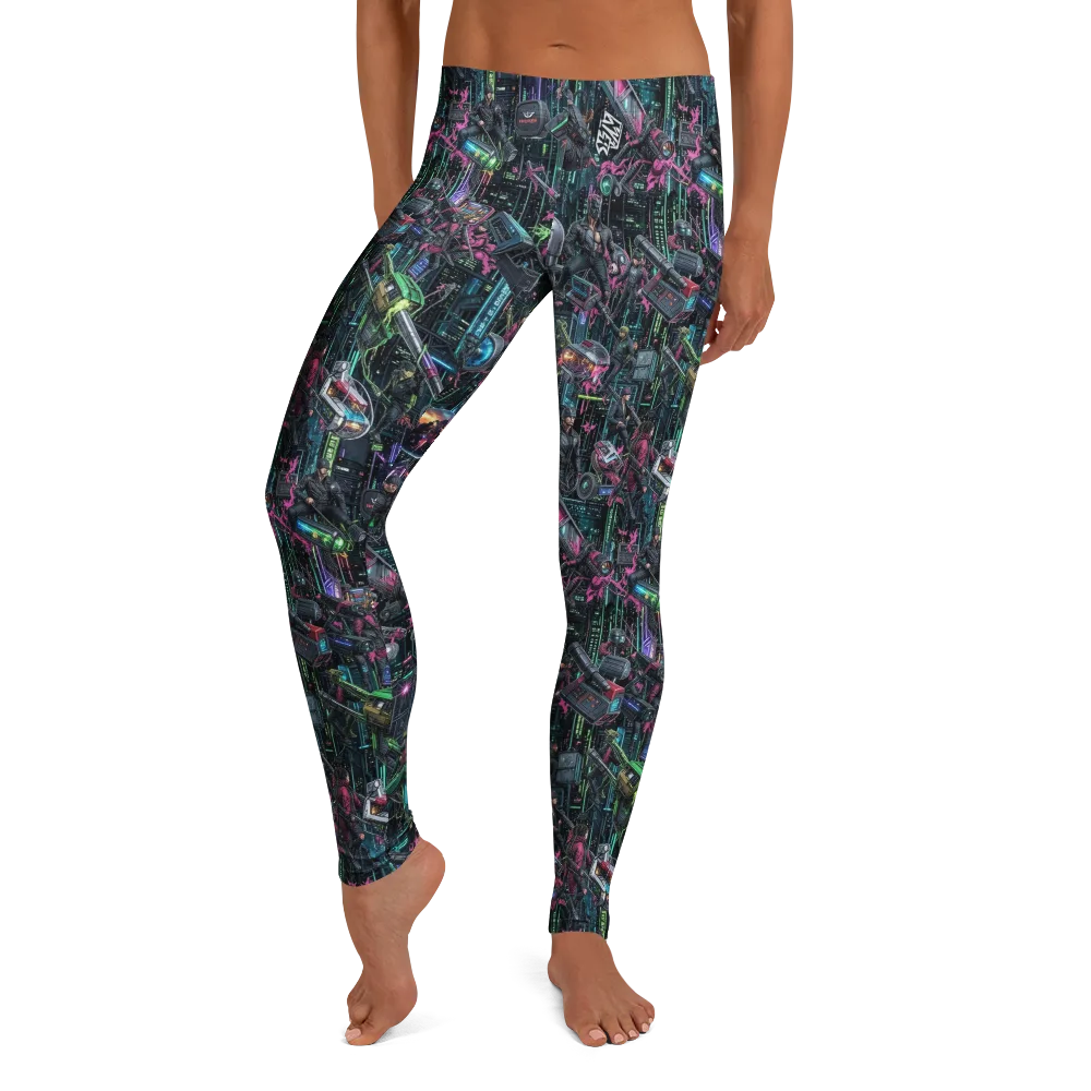 Neon Ruin Circuit on Leggings — Front