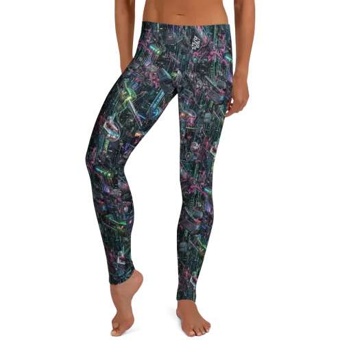 Neon Ruin Circuit on a Leggings
