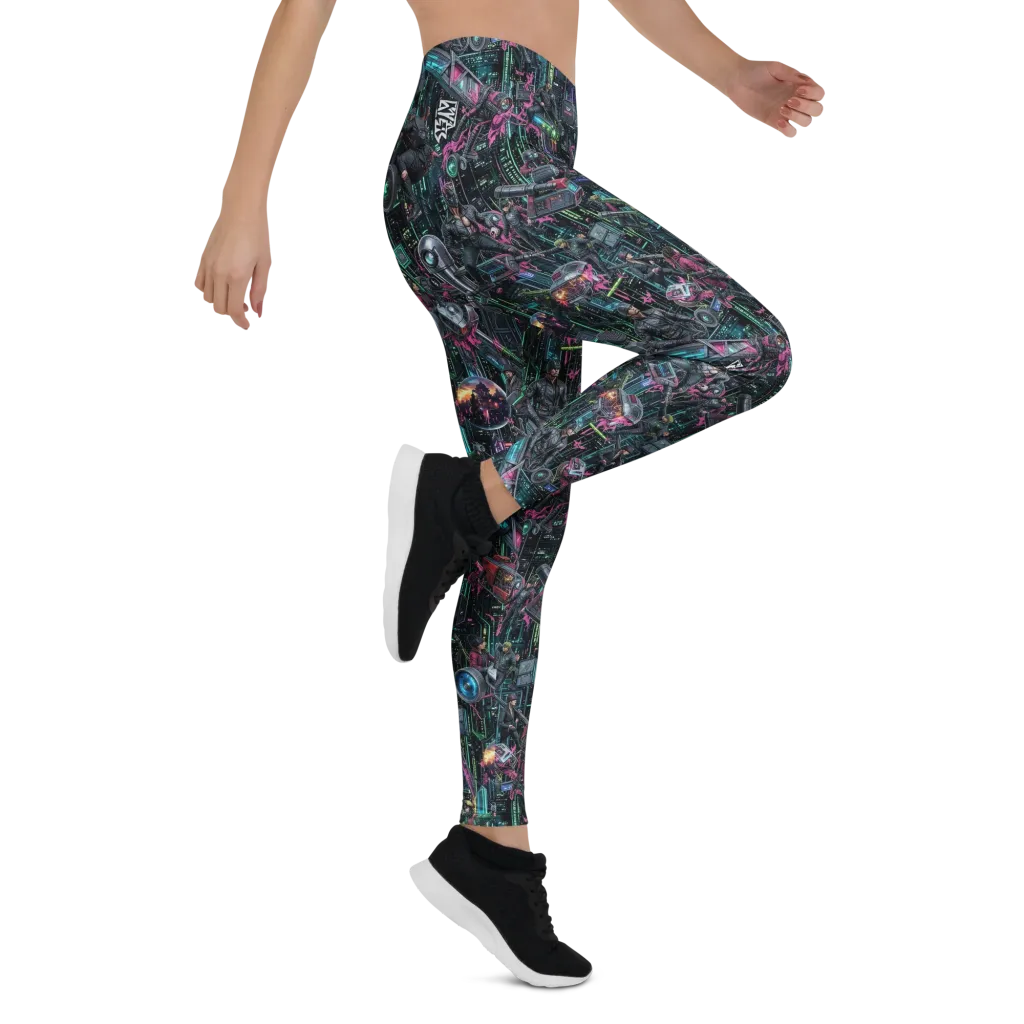 Neon Ruin Circuit on Leggings — Right