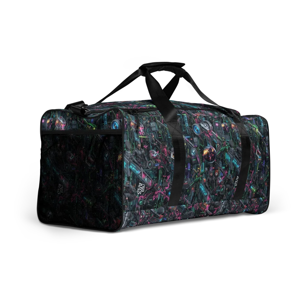 Neon Ruin Circuit on Duffle Bag — Right Front