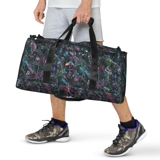 Neon Ruin Circuit on a Duffle Bag