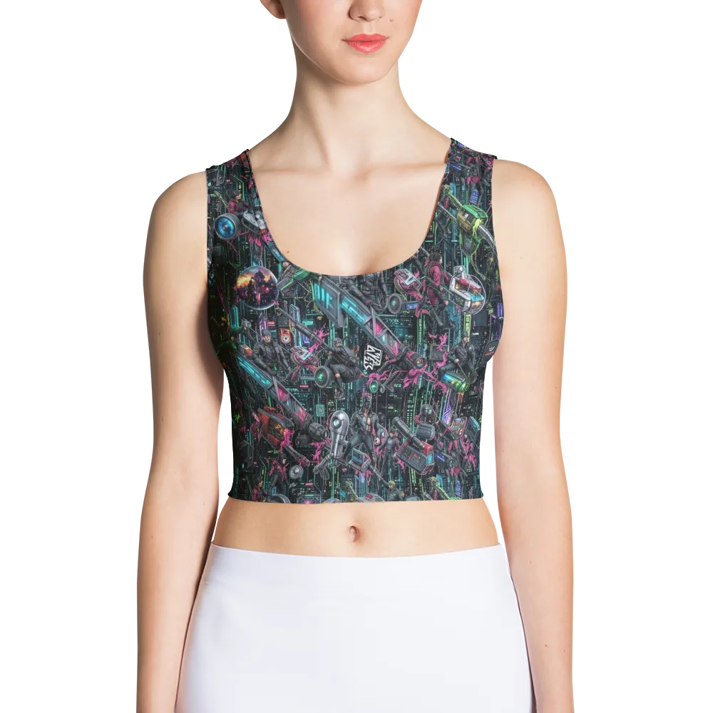 Neon Ruin Circuit on Crop Top — Front
