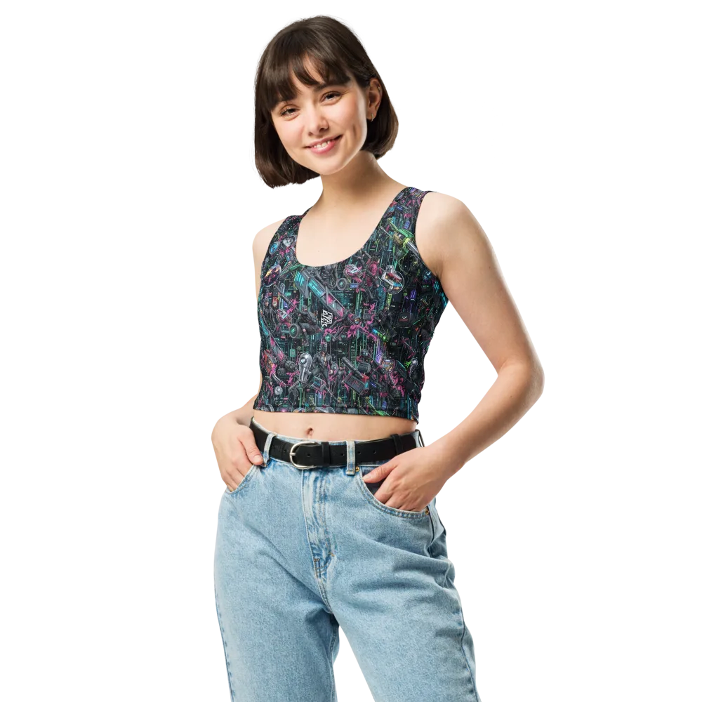 Neon Ruin Circuit on Crop Top — Front