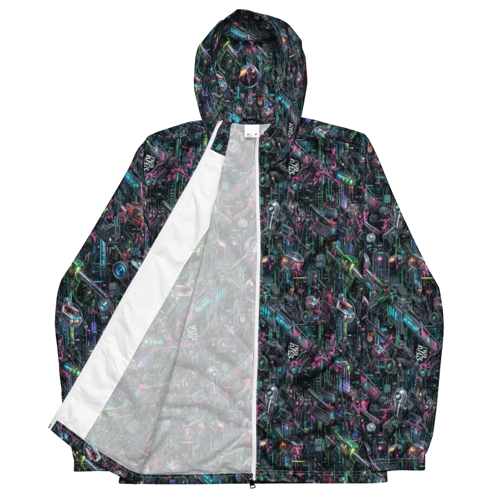 Neon Ruin Circuit on Men's Windbreaker — Front