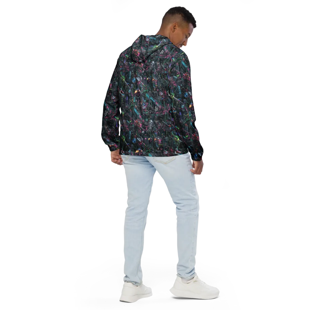 Neon Ruin Circuit on Men's Windbreaker — Back